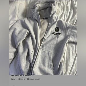 BAPE Light Gray Full-Zip Hoodie